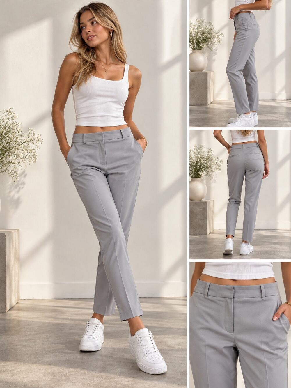 WHBM White House Black Market Slim Ankle Dress Pants Women's Size 4 Gray